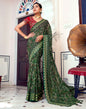 Dark Green Printed Georgette Saree