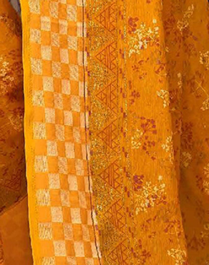 Yellow Printed Georgette Saree