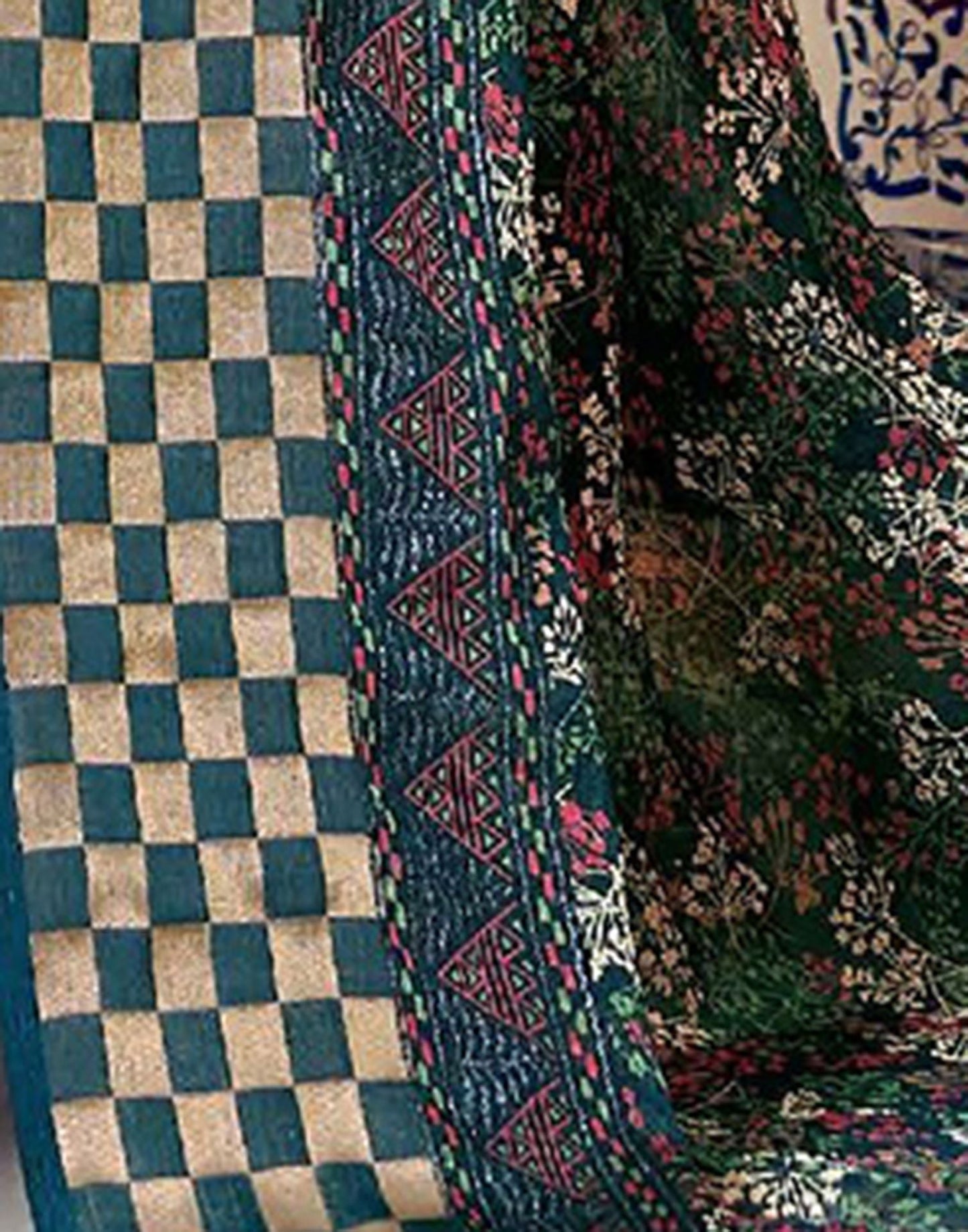 Dark Rama Blue Printed Georgette Saree