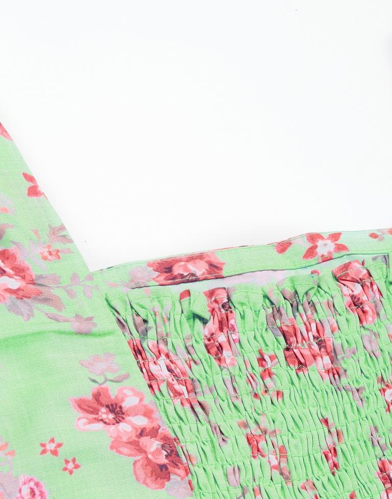 Green Floral Slit Dress | Leemboodi