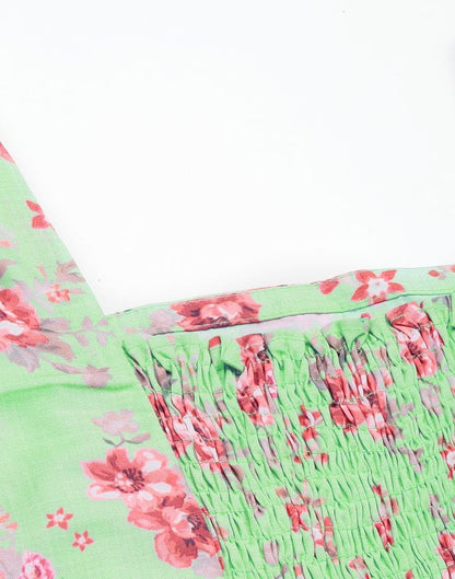 Green Floral Slit Dress | Leemboodi