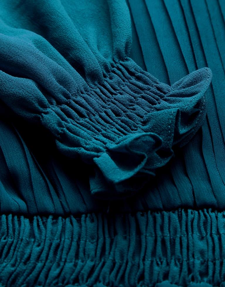Teal Blue Smocked Dress | Leemboodi