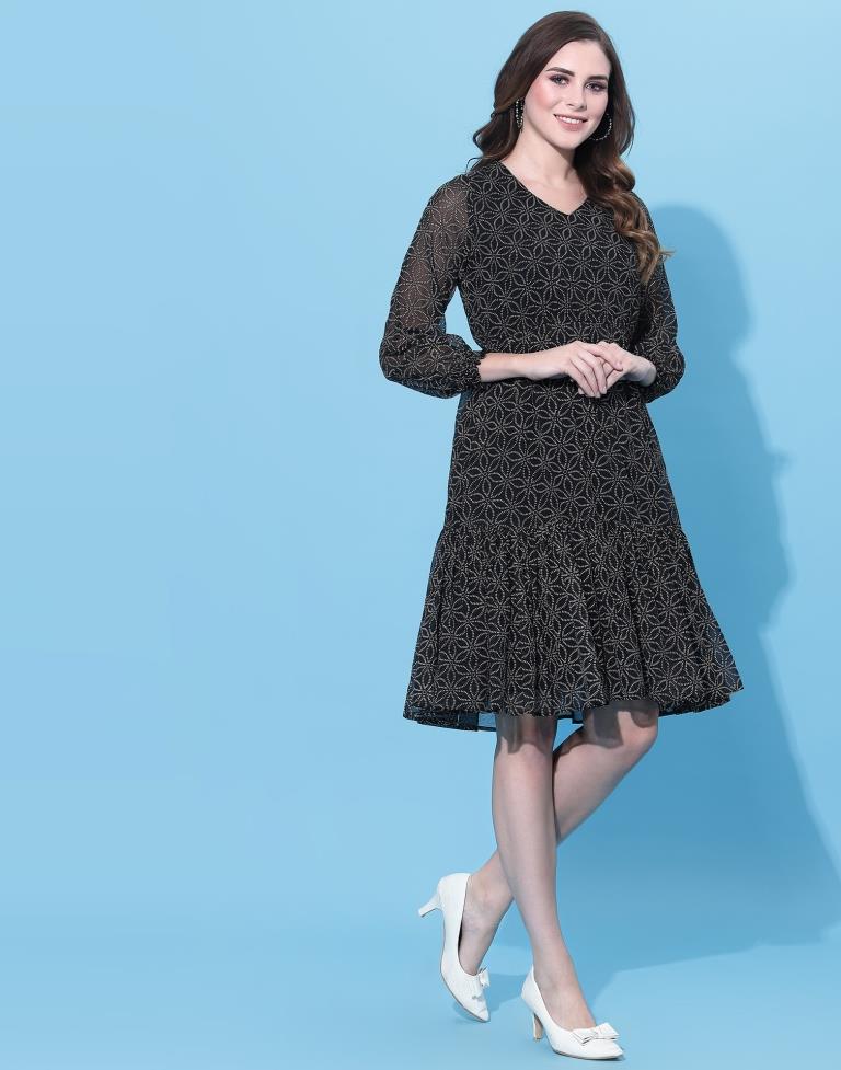 Black Ruffled Dress | Leemboodi