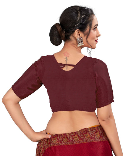 Maroon Printed Silk Saree