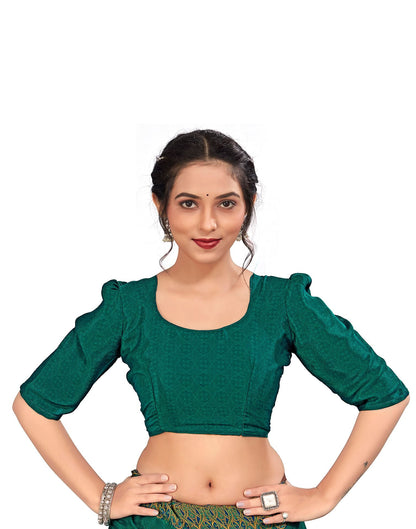 Rama Green Printed Silk Saree