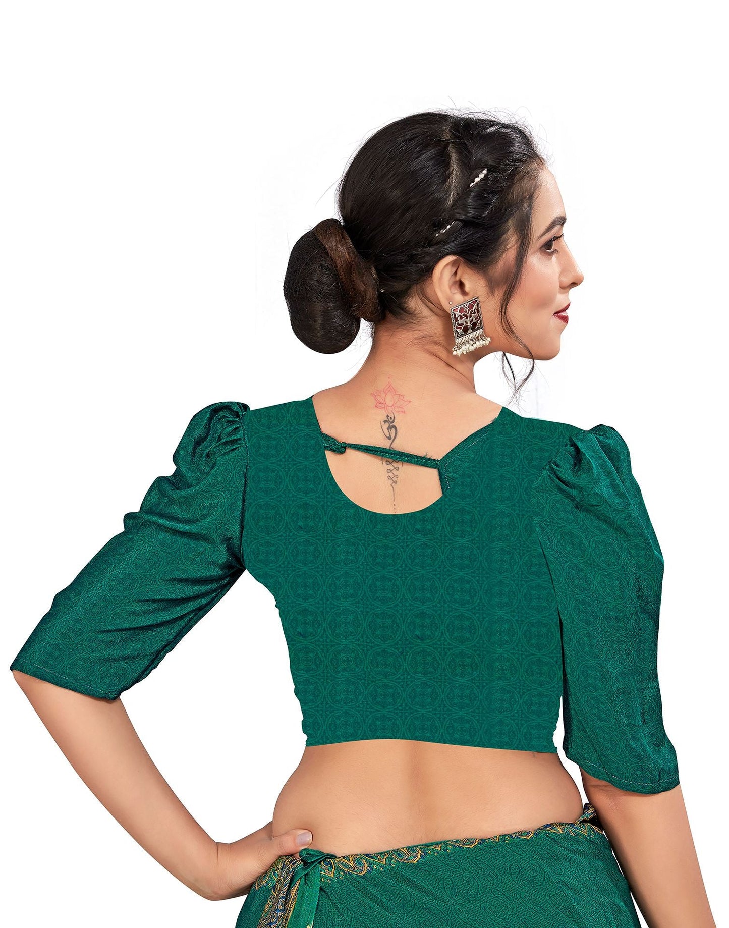 Rama Green Printed Silk Saree