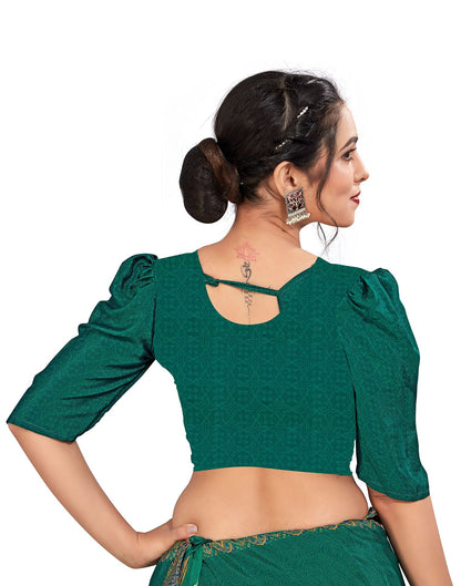 Rama Green Printed Silk Saree