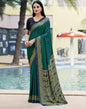 Teal  Printed Silk Saree