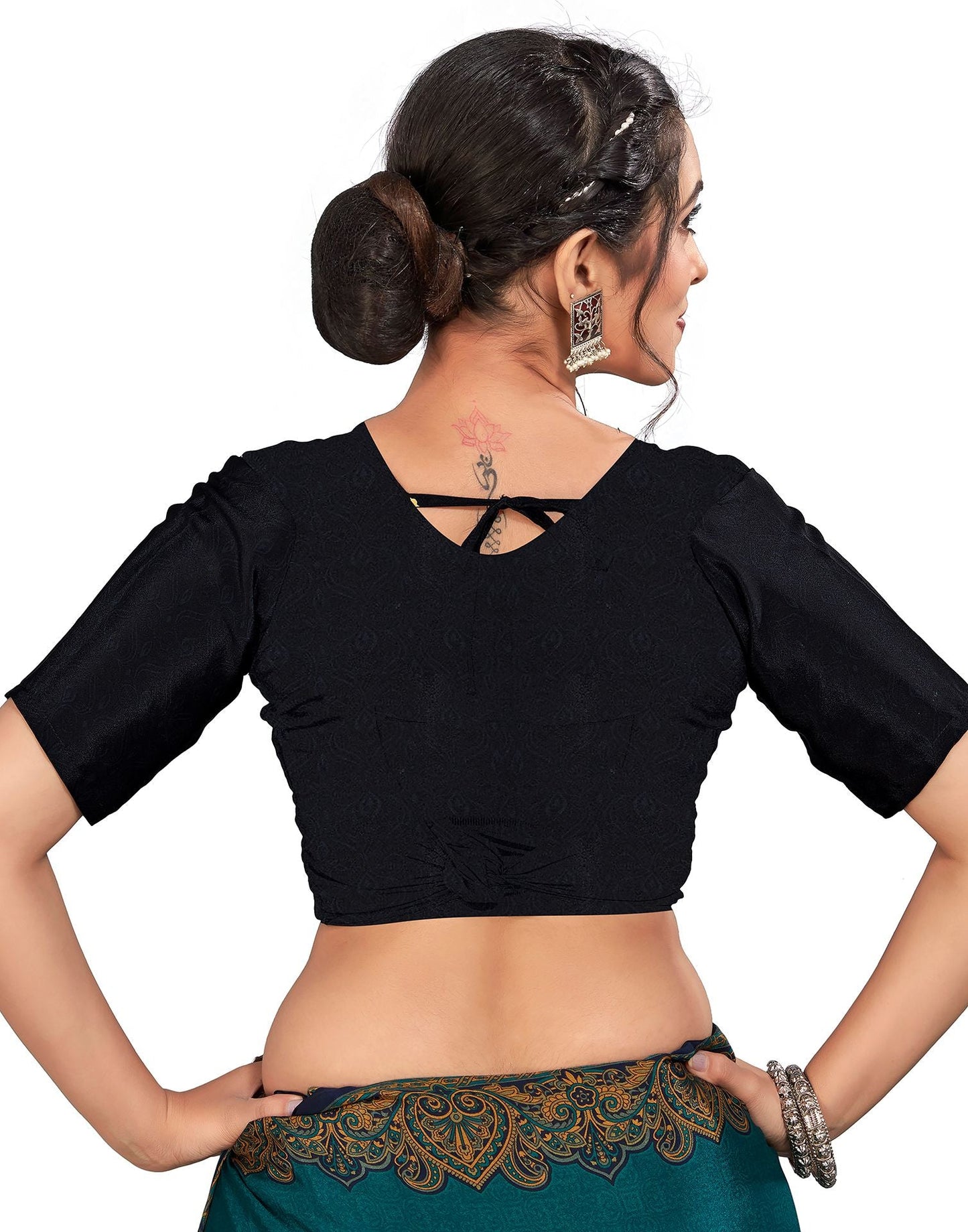 Teal  Printed Silk Saree