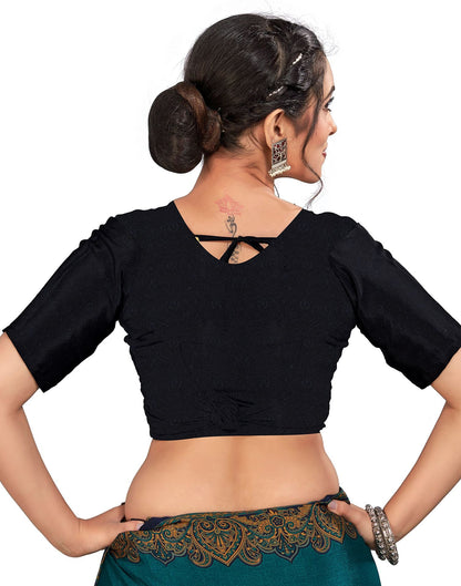 Teal  Printed Silk Saree