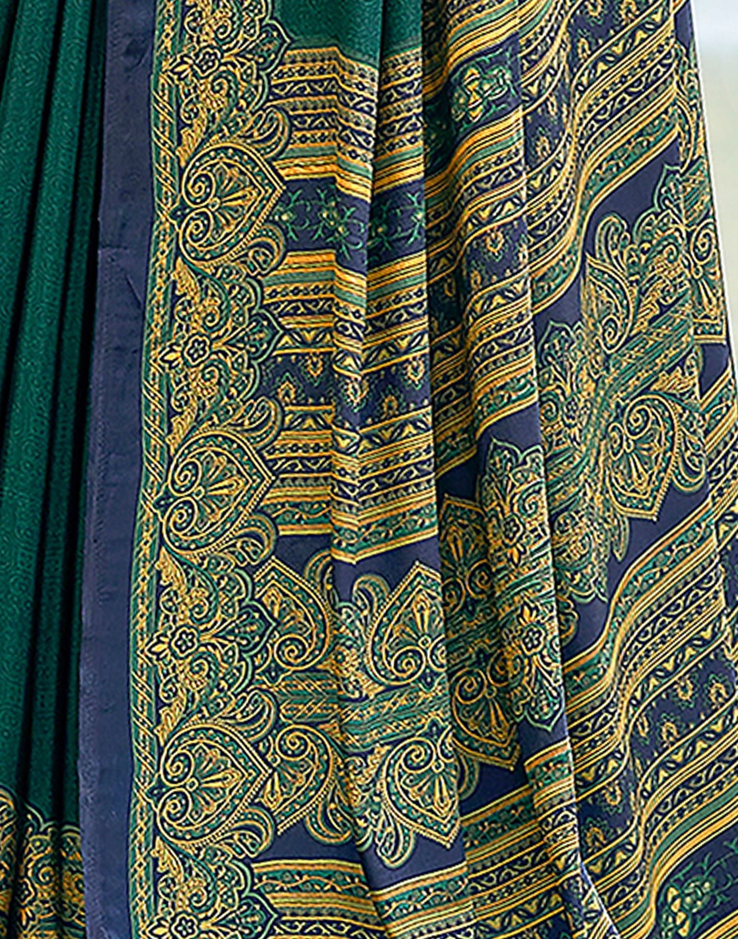 Teal  Printed Silk Saree
