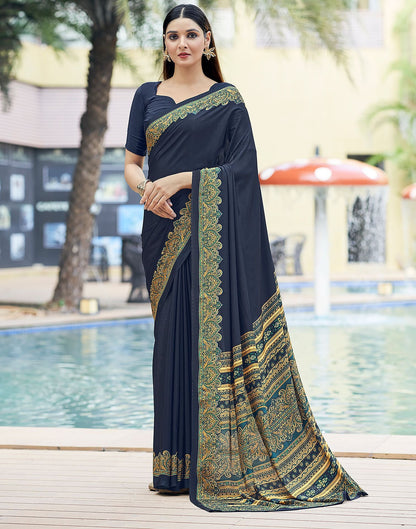 Rama Printed Silk Saree