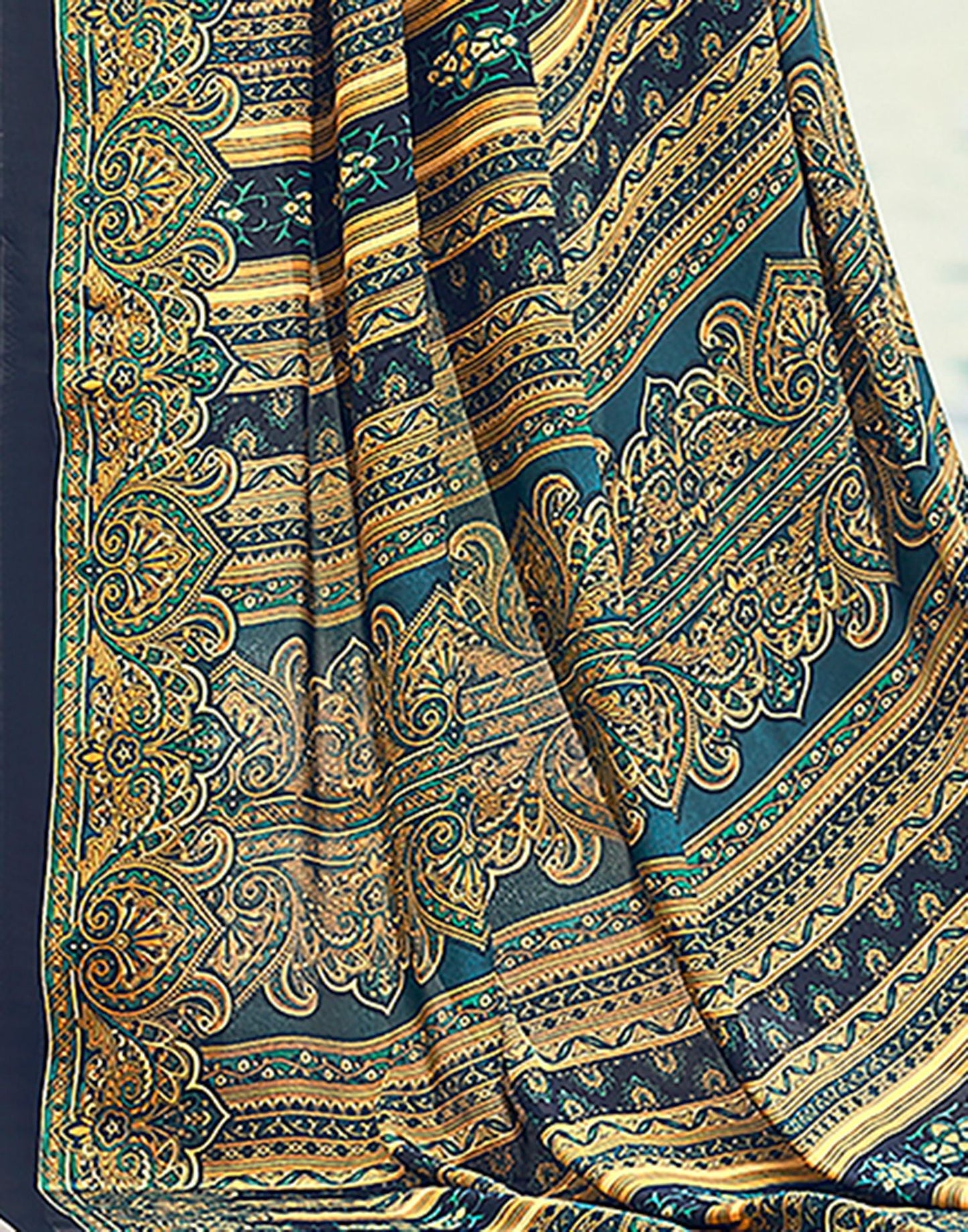 Rama Printed Silk Saree