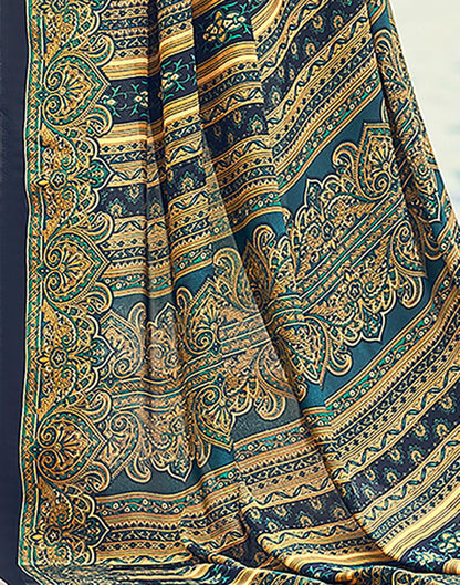 Rama Printed Silk Saree