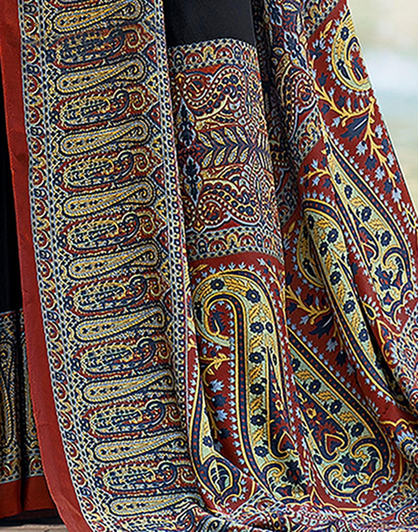 Black Printed Silk Saree