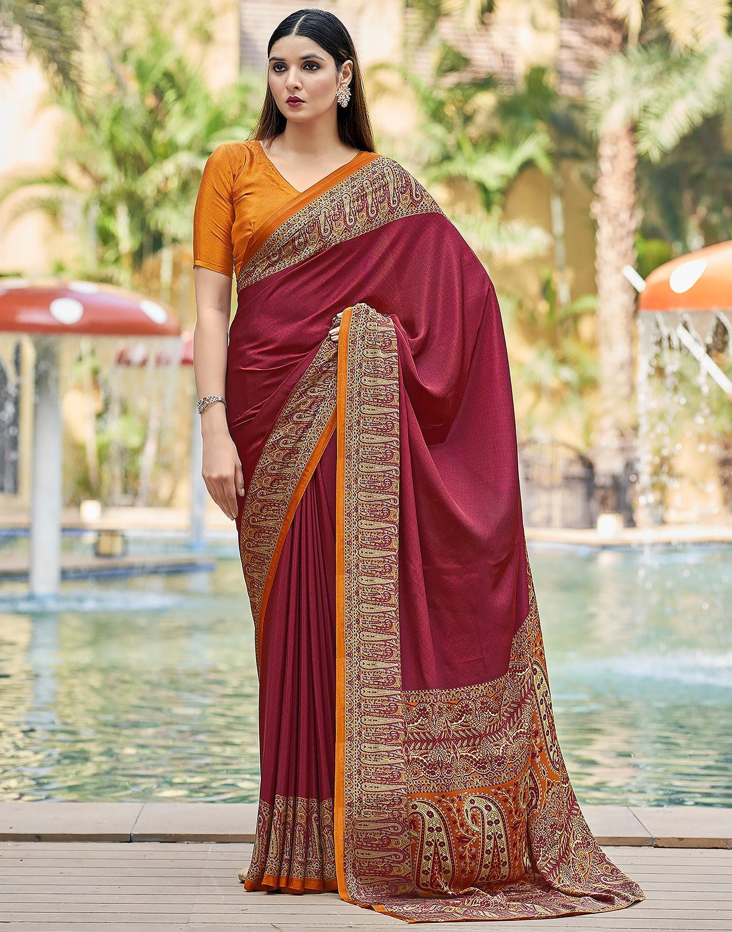 Turmeric Printed Silk Saree