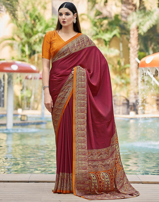 Turmeric Printed Silk Saree
