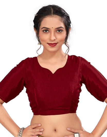 Maroon Printed Silk Saree