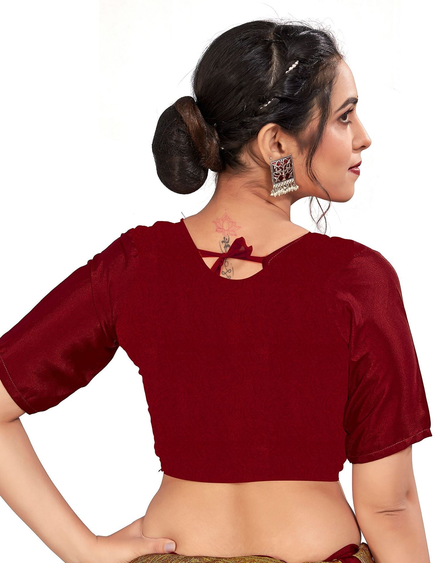 Maroon Printed Silk Saree