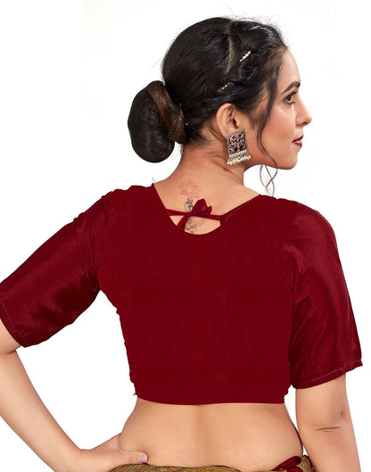 Maroon Printed Silk Saree