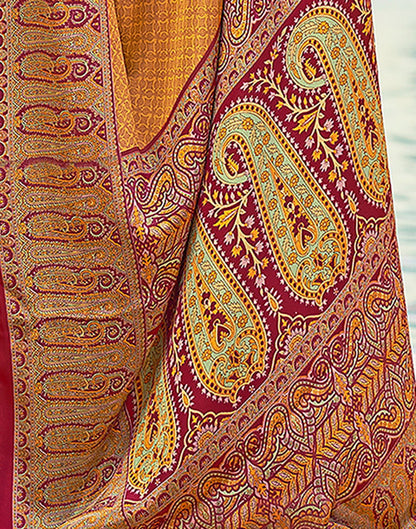 Maroon Printed Silk Saree
