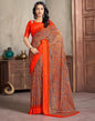 Orange Printed Chiffon Saree