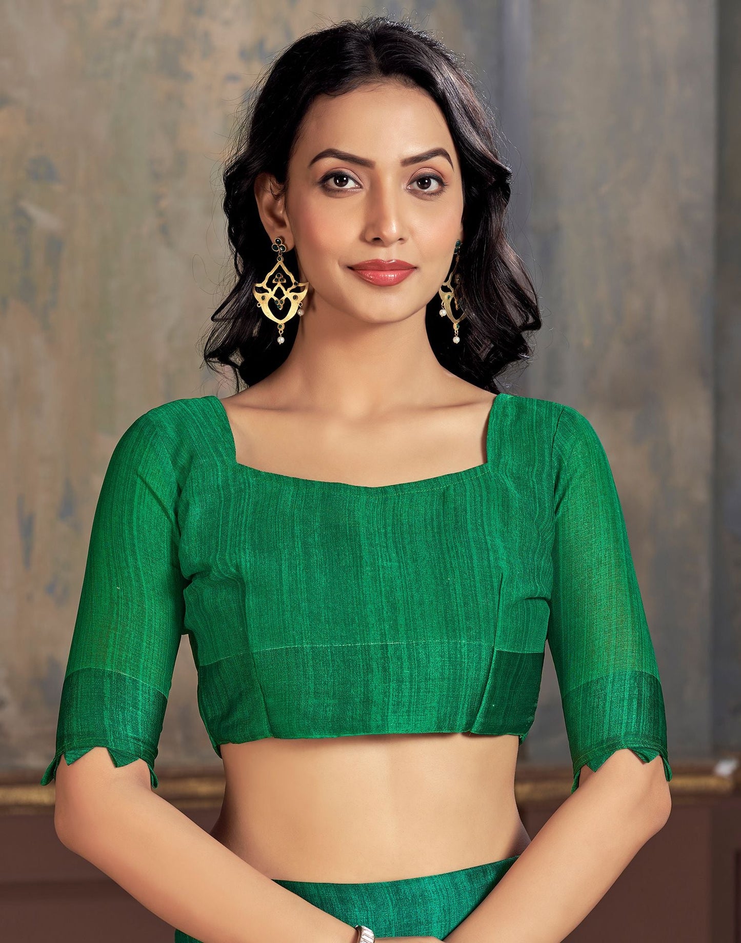 Green Printed Chiffon Saree