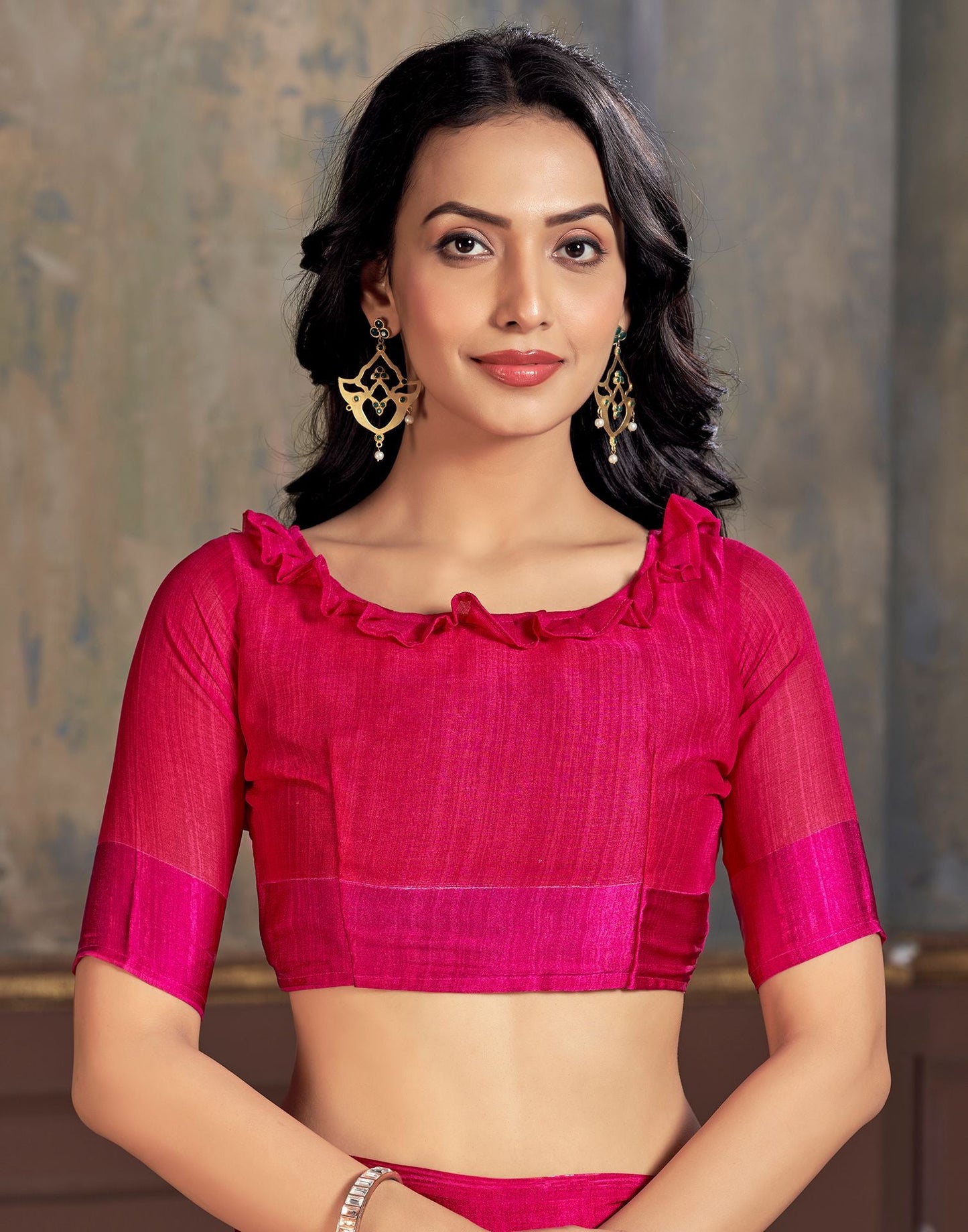 Pink Printed Chiffon Saree