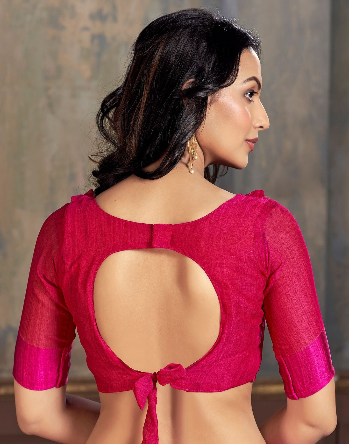 Pink Printed Chiffon Saree