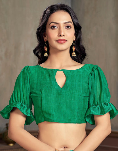 Green Printed Chiffon Saree