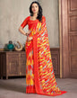 Red Printed Chiffon Saree