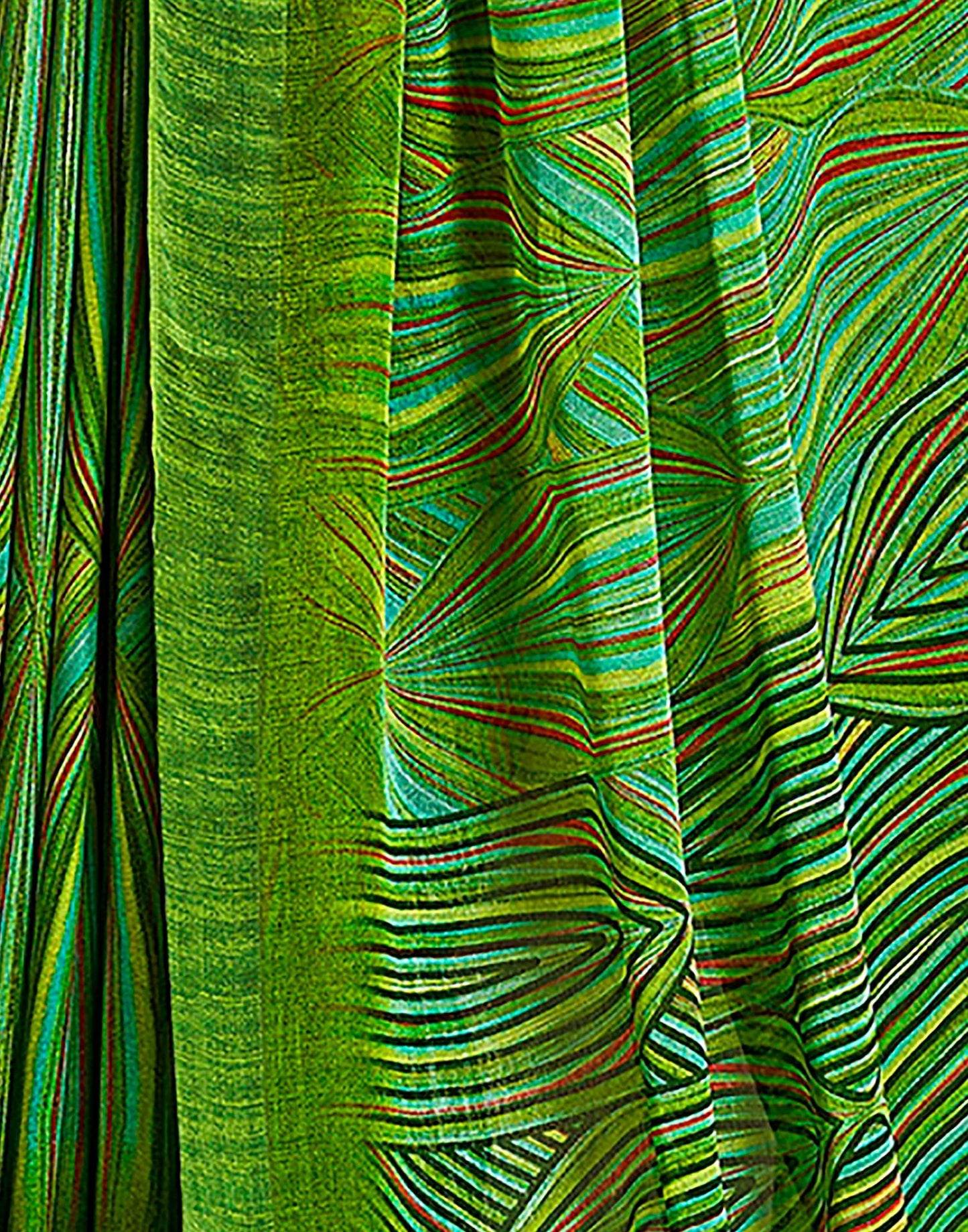 Mehndi Green Printed Chiffon Saree