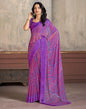 Purple Printed Chiffon Saree