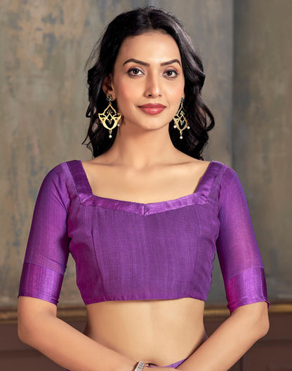 Purple Printed Chiffon Saree