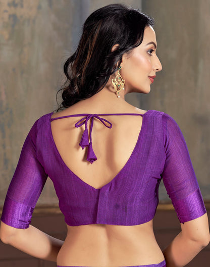 Purple Printed Chiffon Saree