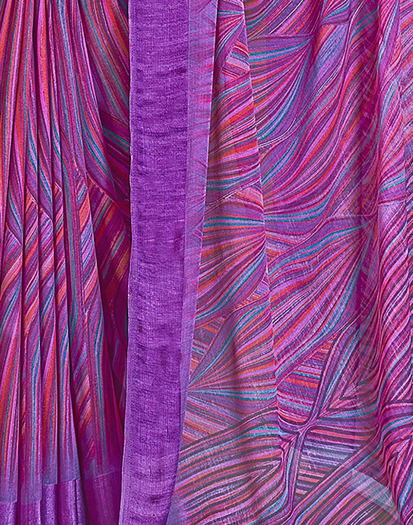 Purple Printed Chiffon Saree