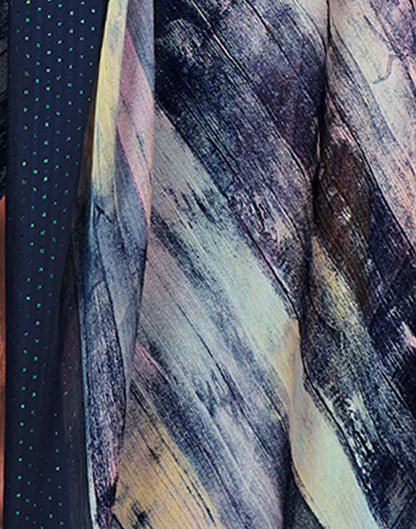 Blue Printed Georgette Saree