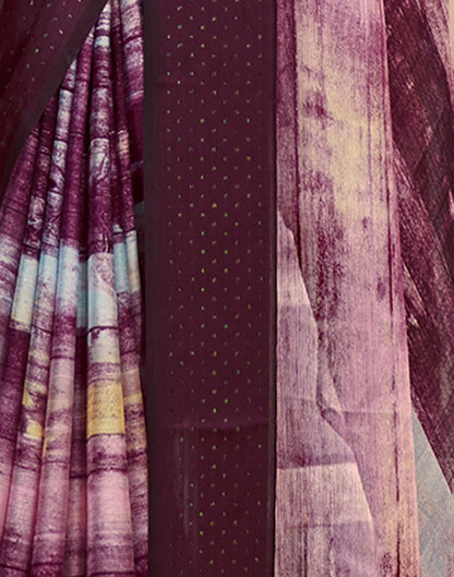 Wine Printed Georgette Saree