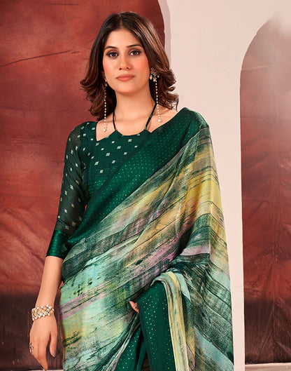 Green Printed Georgette Saree