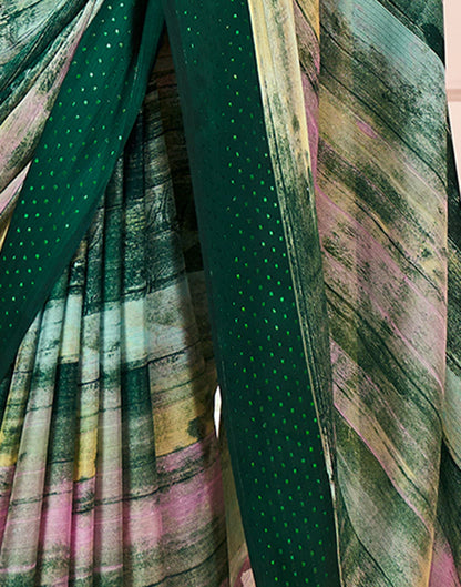 Green Printed Georgette Saree