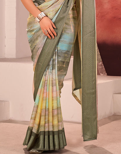 Beige Printed Georgette Saree