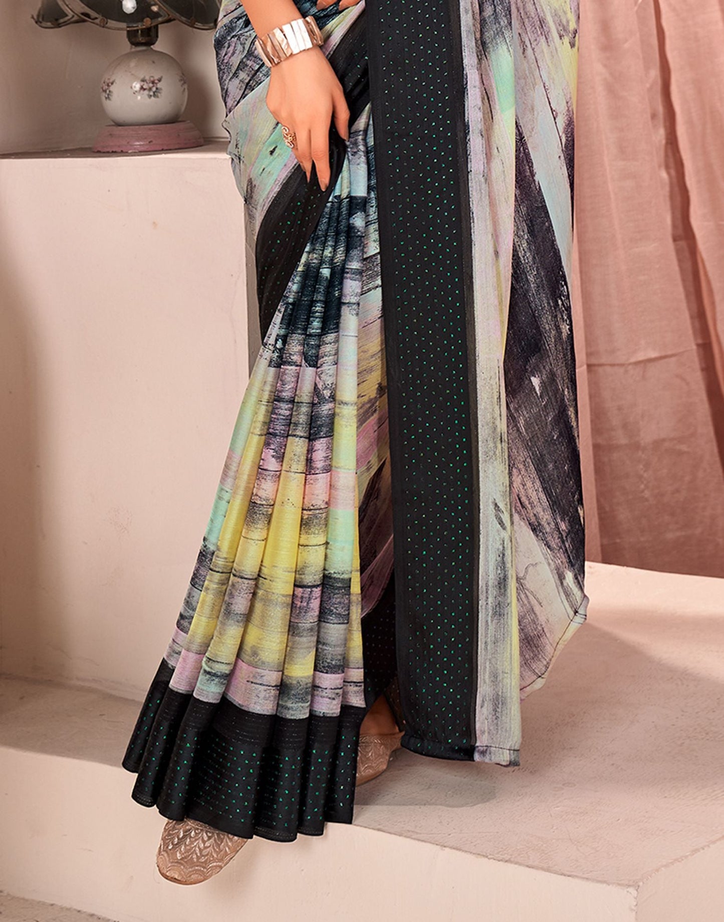 Multicoloured Printed Georgette Saree