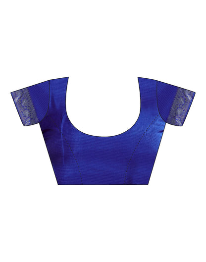 Dark Blue Printed Silk Saree