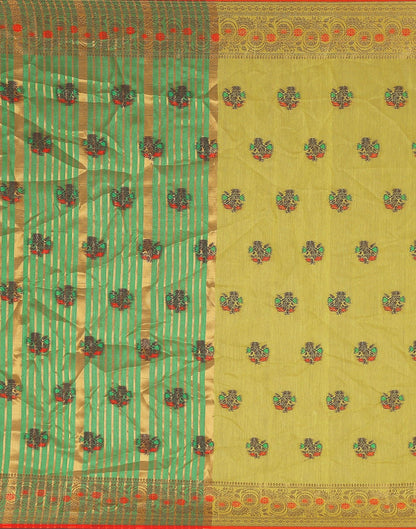 Dark Green Plain Cotton Saree