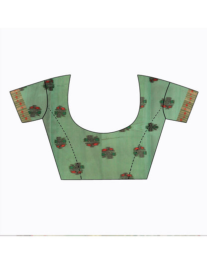 Dark Green Plain Cotton Saree