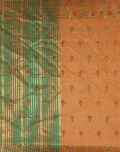 Dark Green Plain Cotton Saree