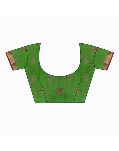 Dark Green Plain Cotton Saree