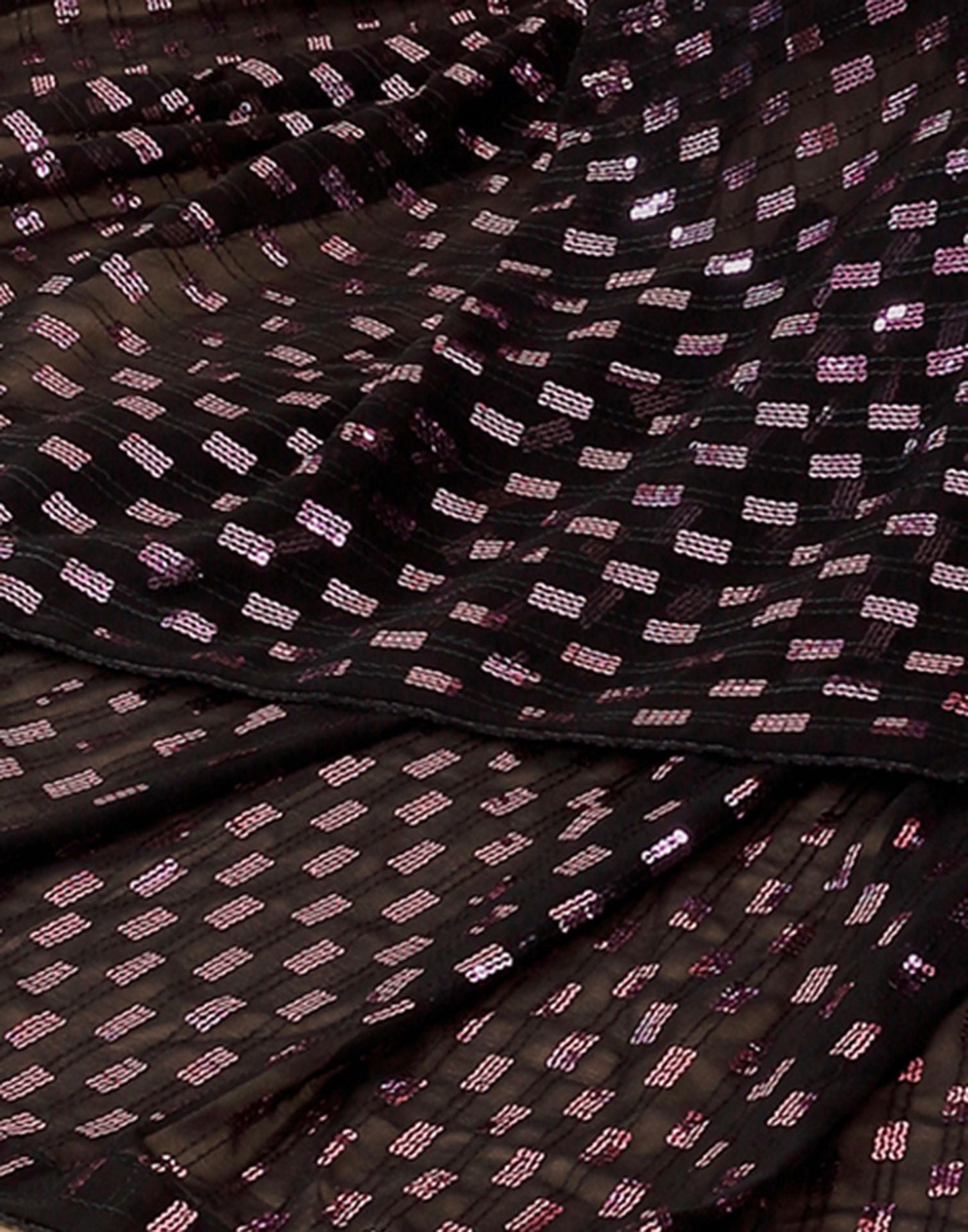 Black Plain Georgette Saree