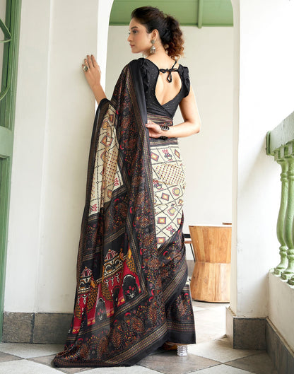 Black Printed Silk Saree