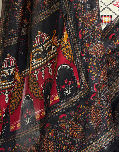 Black Printed Silk Saree